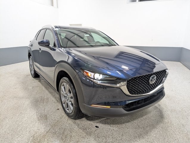 2026 Mazda Mazda CX-30 2.5 S Premium AWD in Deep Crystal Blue Mica — front three-quarter view
