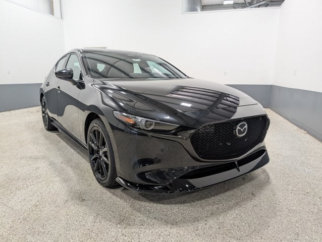 2026 Mazda Mazda3 Hatchback 2.5 Turbo Premium Plus AWD in Jet Black Mica — front three-quarter view