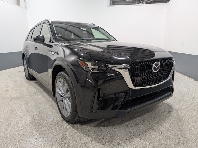 2026 Mazda Mazda CX-90 3.3 Turbo Preferred AWD in Jet Black Mica — front three-quarter view