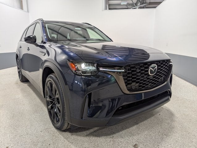 2026 Mazda Mazda CX-90 3.3 Turbo Premium Sport AWD in Deep Crystal Blue Mica — front three-quarter view