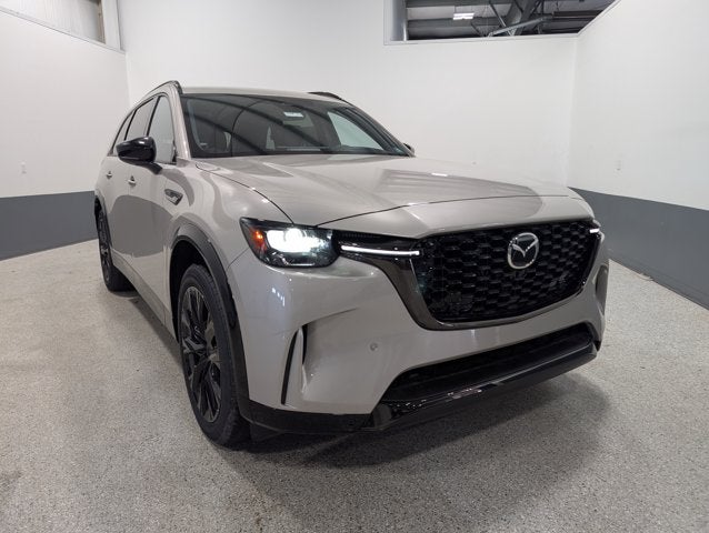 2026 Mazda Mazda CX-90 3.3 Turbo S Premium Sport AWD in Platinum Quartz Metallic — front three-quarter view